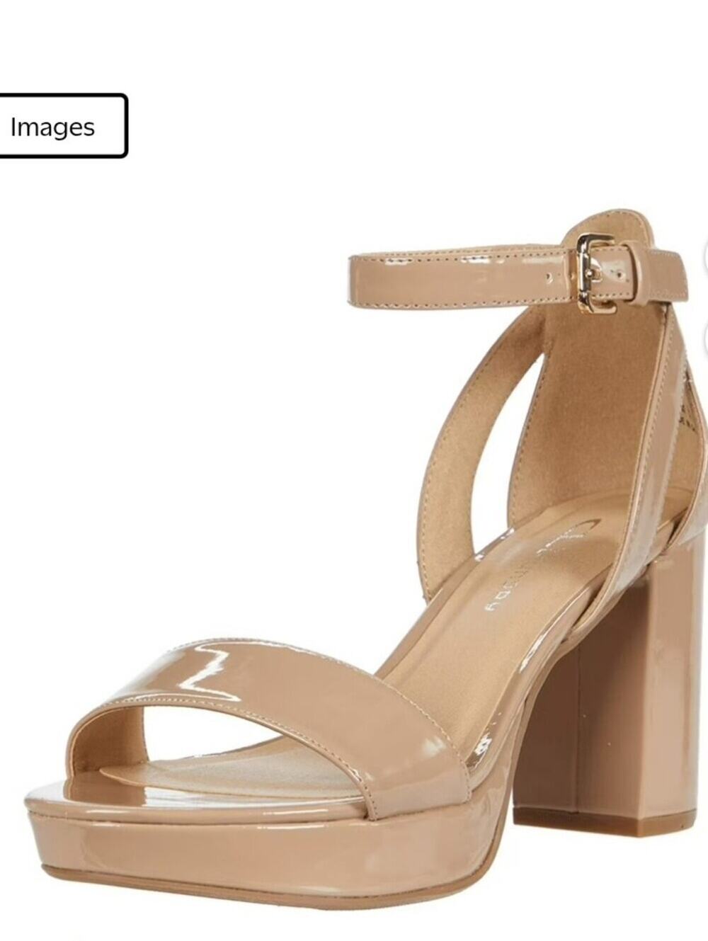 Chinese Laundry “Go On” Nude Patent Block Heel Sandals Women’s Size 7